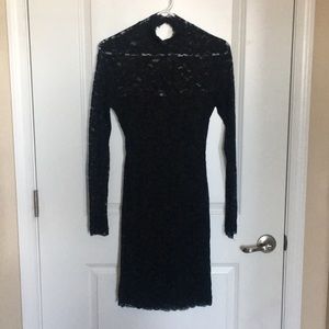 Sexy backless black lace dress.